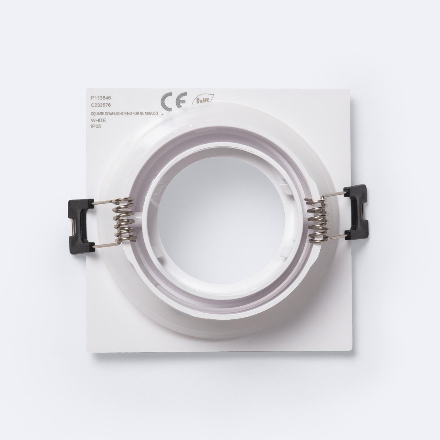 Collerette Downlight Carrée IP65 pour GU10 / GU5.3, Installation Encastrée, Ø75 mm
