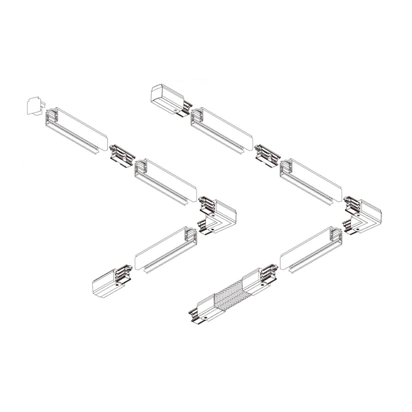 Rail Triphasé DALI 1 Mètre pour Spots LED, IP20, Installation en Saillie