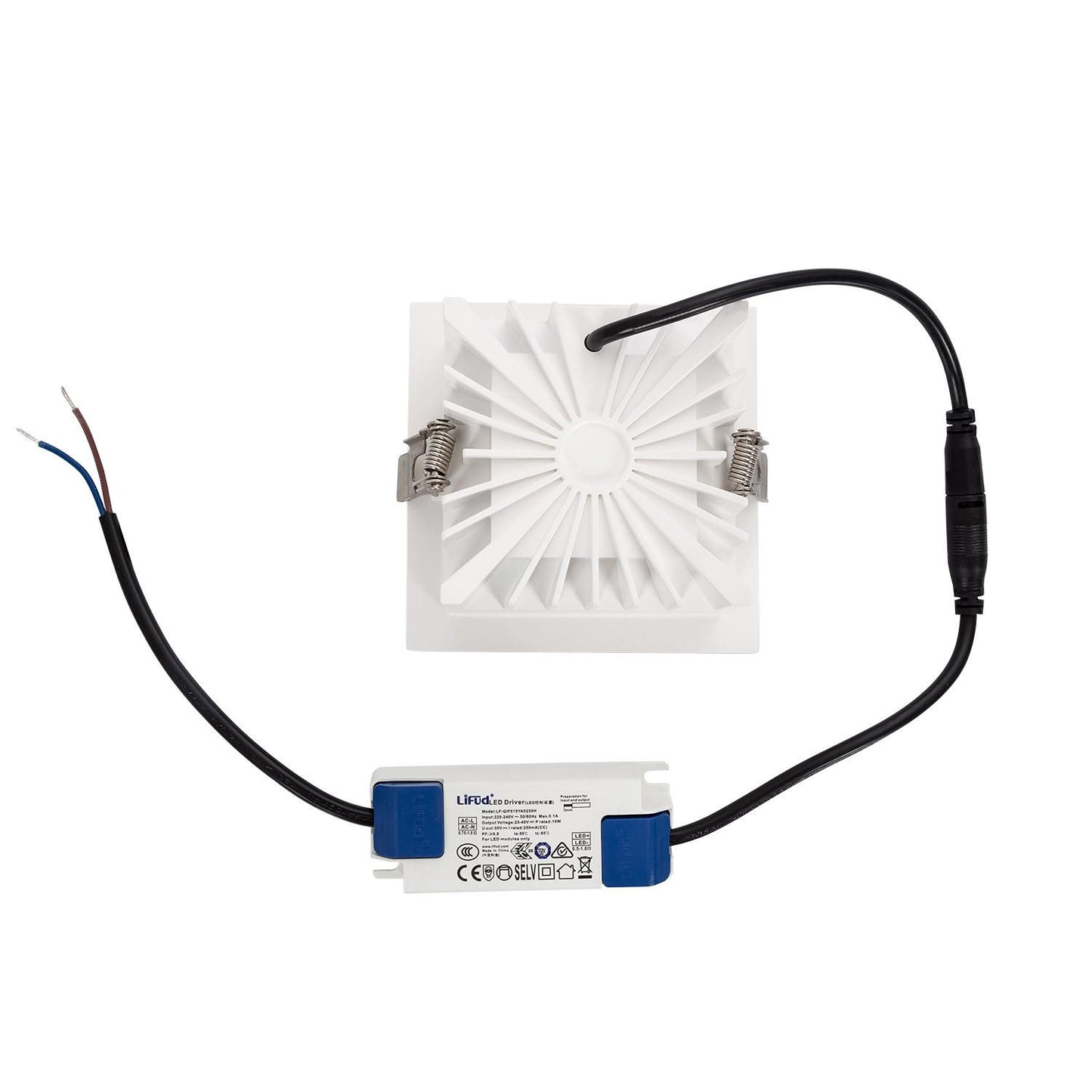 Downlight LED 10W Carré, IP20, Installation Encastrée, CRI90