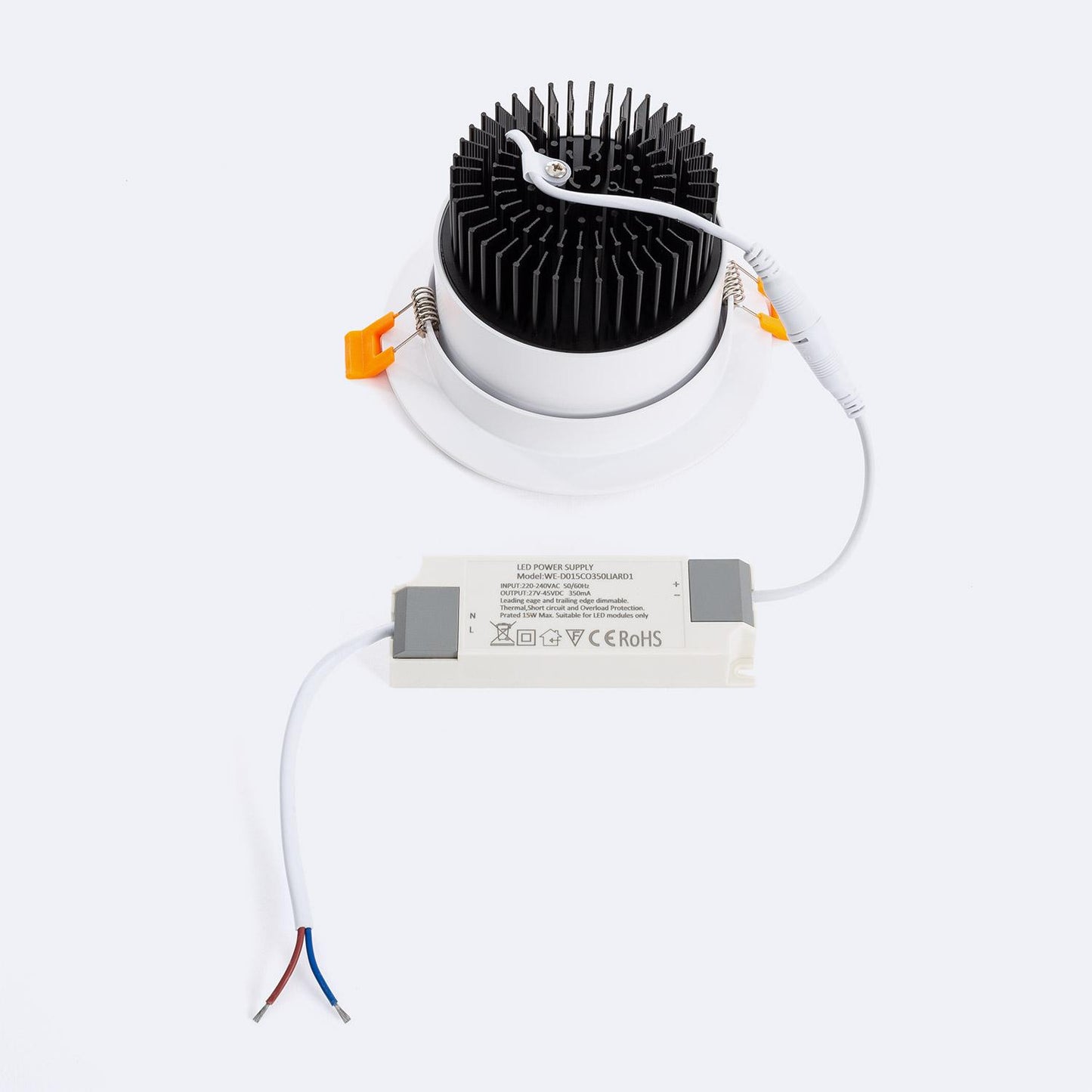 Spot Downlight LED 15W Dimmable Rond, IP20, Installation Encastrée