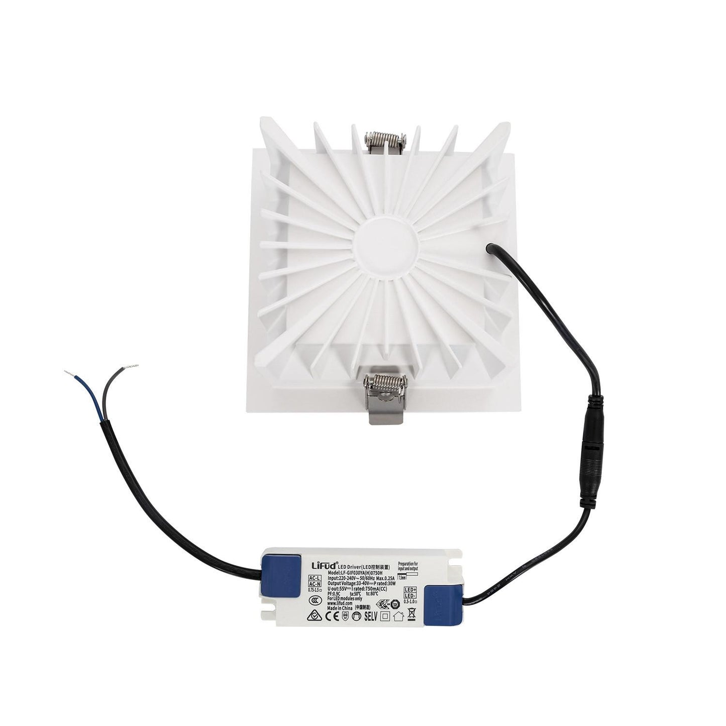 Downlight LED 30W Carré Encastré CRI90 IP20 145x145 mm