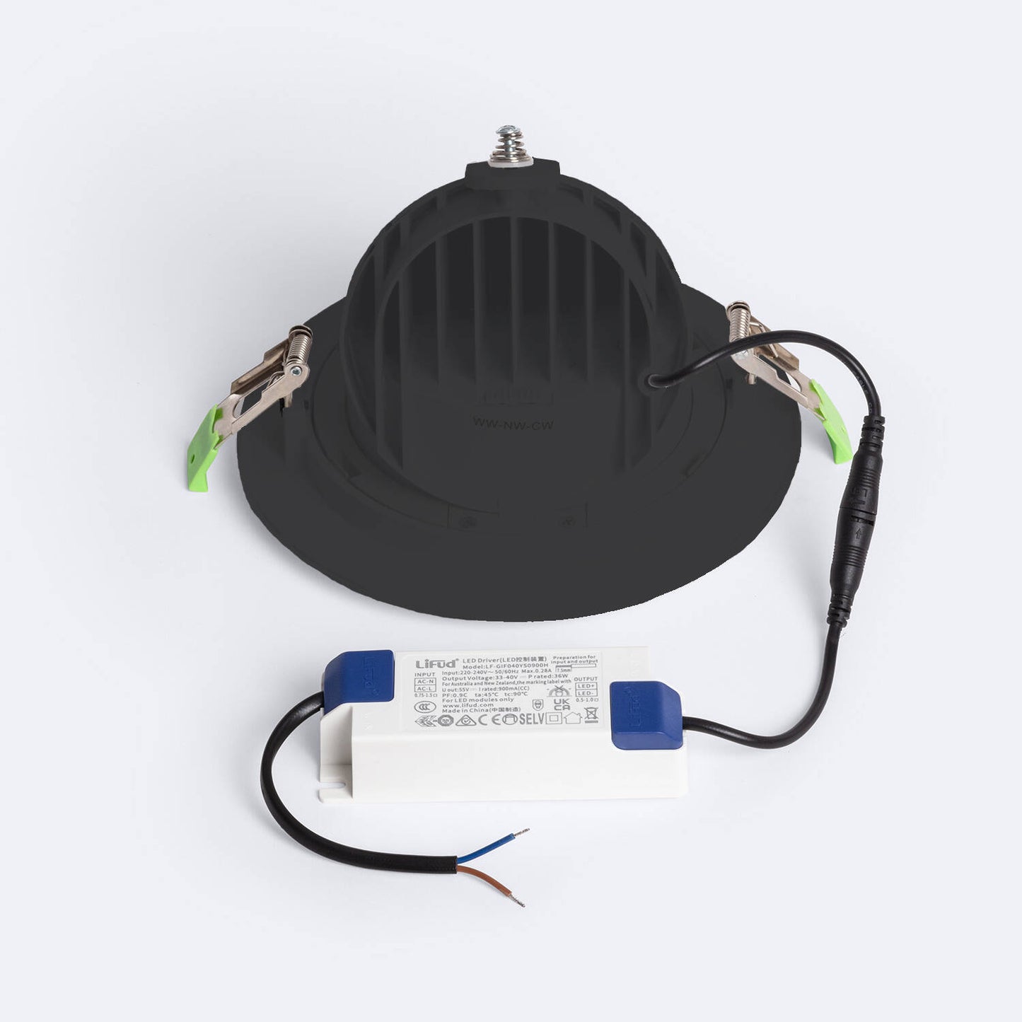 Downlight LED 38W Rond Orientable 120 lm/W IP20 Ø 170 mm Noir