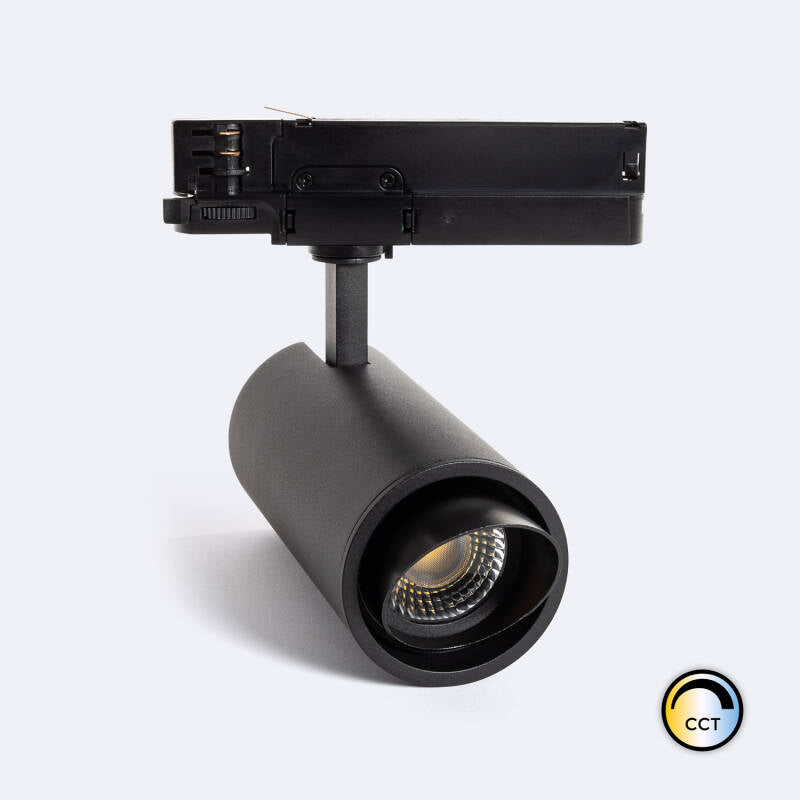 Spot LED Orientable 30W pour Rail Triphasé, IP20, Noir, Dimmable
