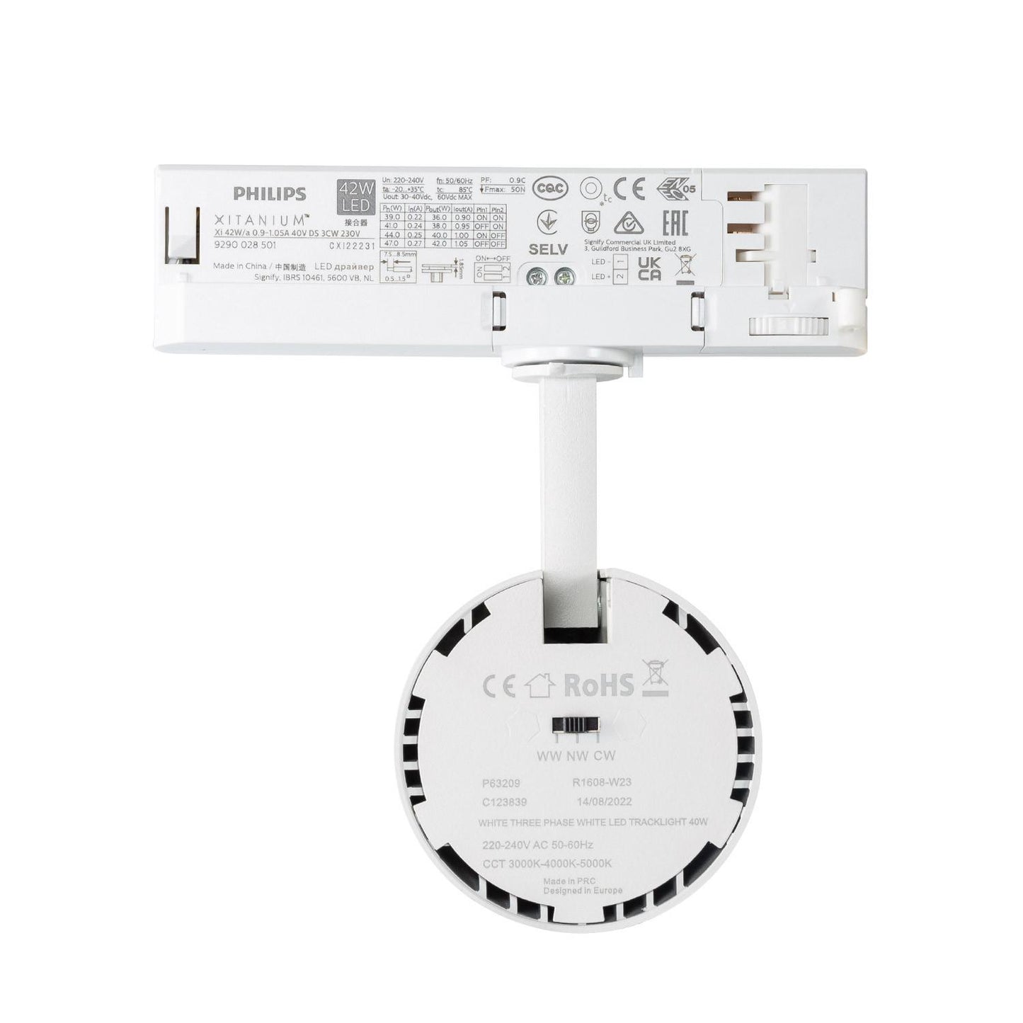 Spot LED sur Rail Triphasé 40W, 4000 lm, IP20, Non Dimmable