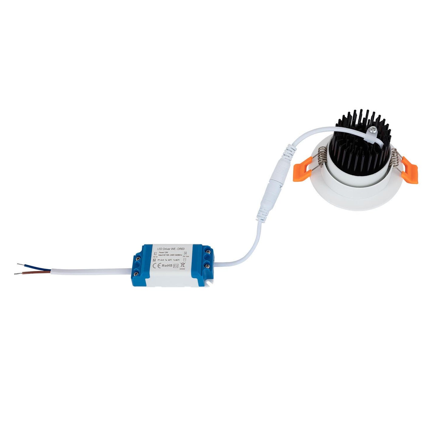 Spot Downlight LED 12W Rond Encastré, COB, CRI90, IP40, Ø 90 mm