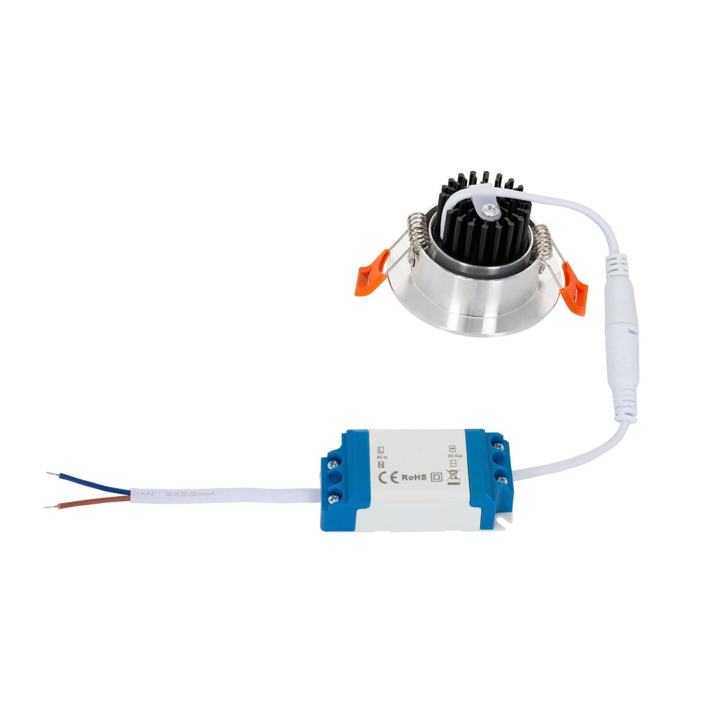 Spot Downlight LED 5W Rond Encastré COB, IP20, Argenté