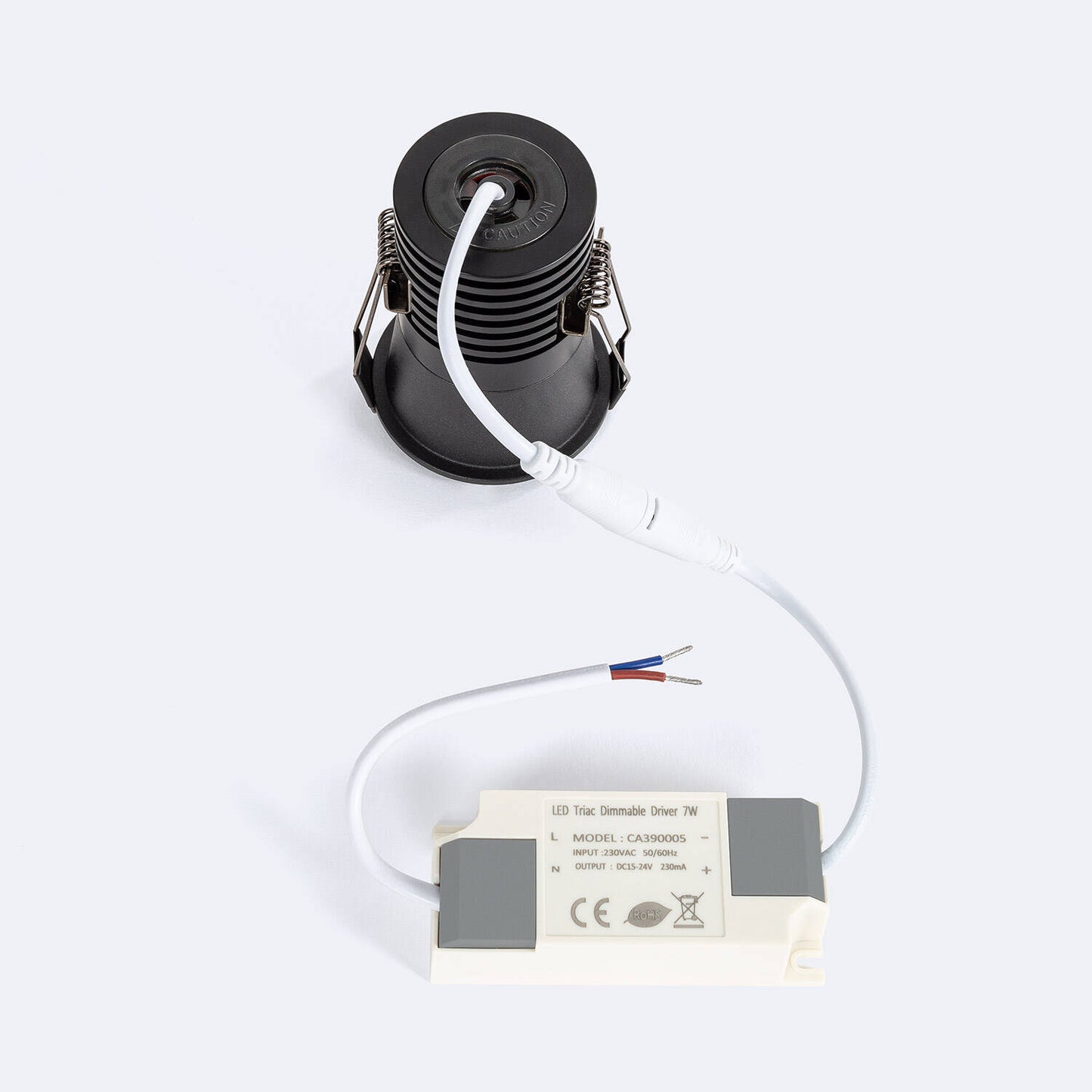 Spot Downlight LED 7W Rond Encastré Noir IP20 Dimmable Ø 55 mm