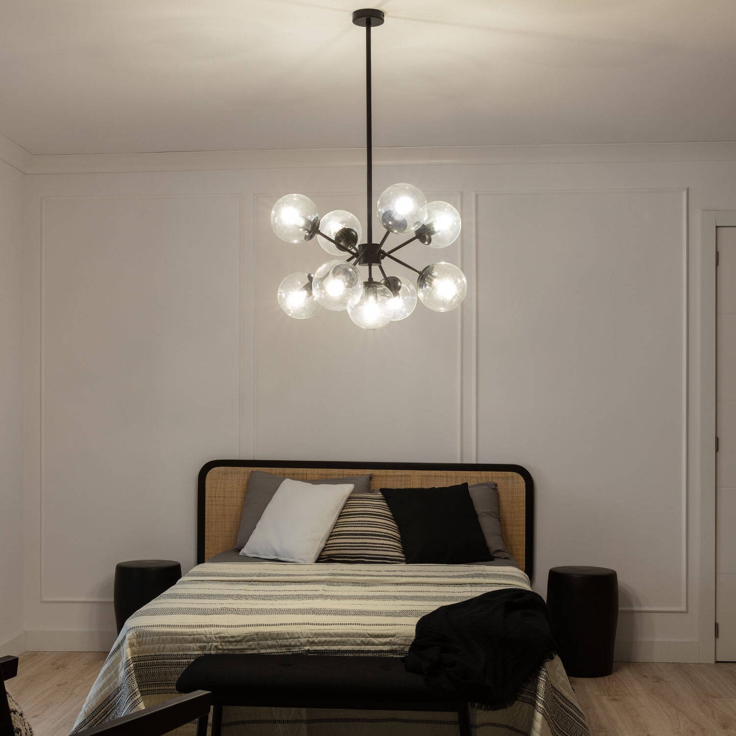 Suspension LED Métal et Verre 9 Spots IP20 pour Intérieur