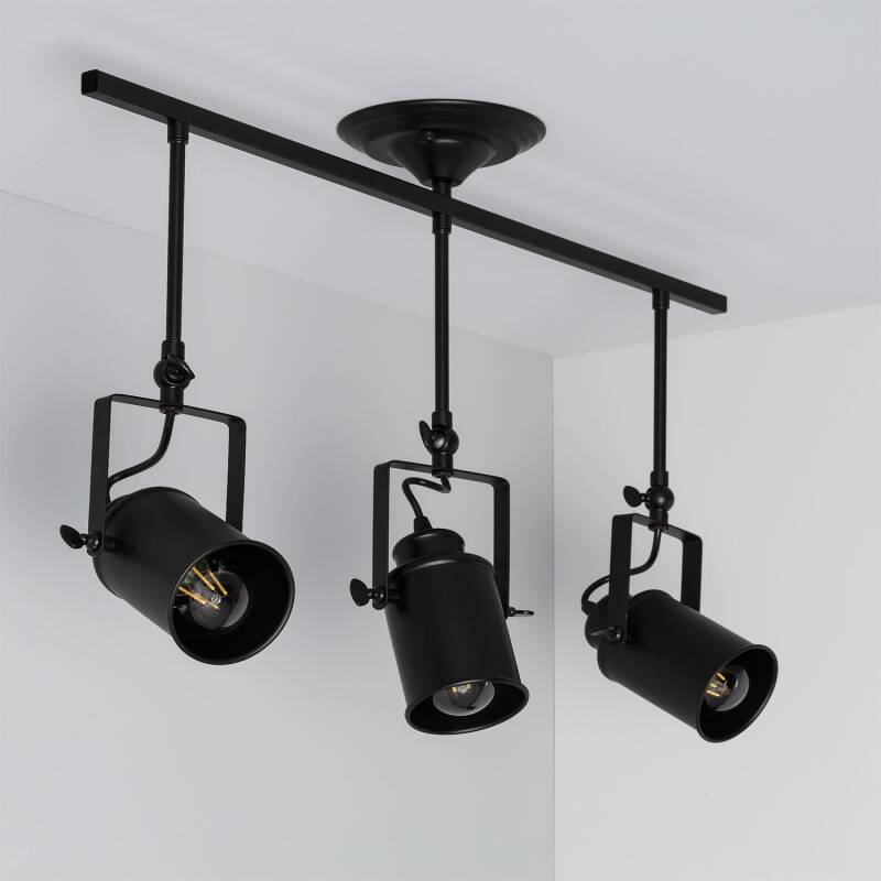 Plafonnier LED 3 Spots 20W IP20 en Métal Noir