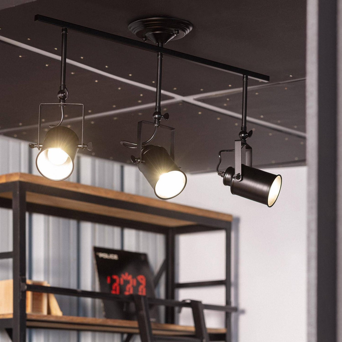 Plafonnier LED 3 Spots 20W IP20 en Métal Noir