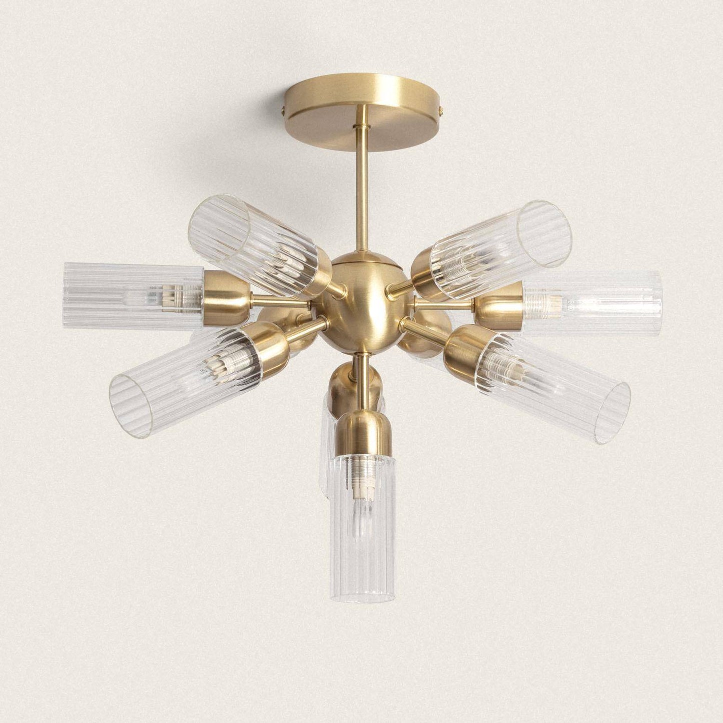 Plafonnier LED Métal et Verre Doré 10 Spots IP20