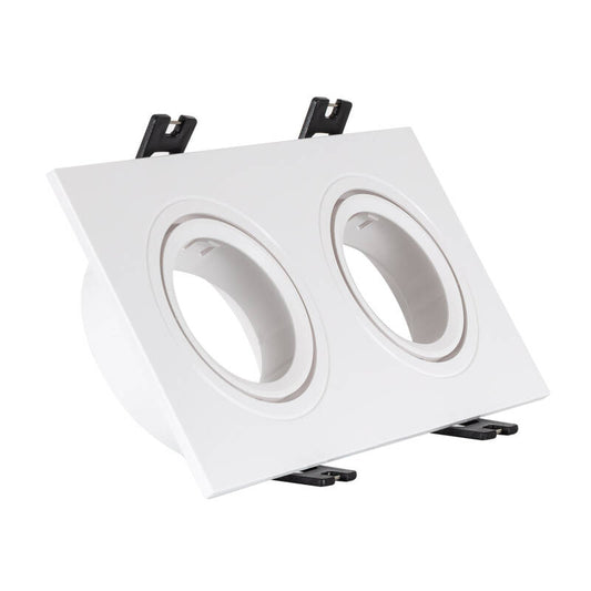 Collerette Downlight Carrée Orientable IP20 pour 2 Ampoules GU10/GU5.3