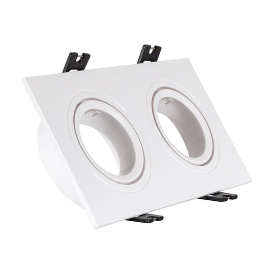 Collerette Downlight Carrée Orientable IP20 pour 2 Ampoules GU10/GU5.3