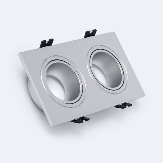 Collerette Downlight Carré Orientable, Double GU10, 75x150 mm, IP20