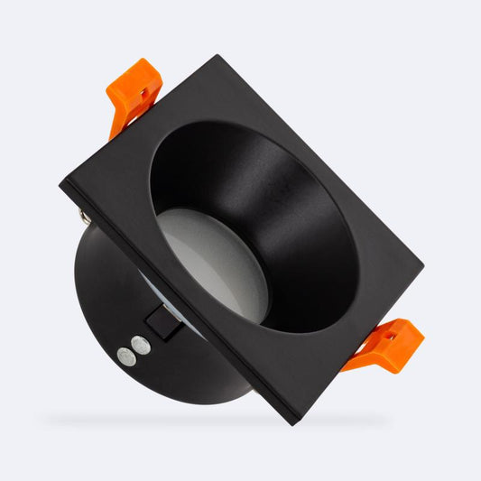 Collerette Downlight Carrée IP65 pour GU10, Aluminium Noir, Encastrée