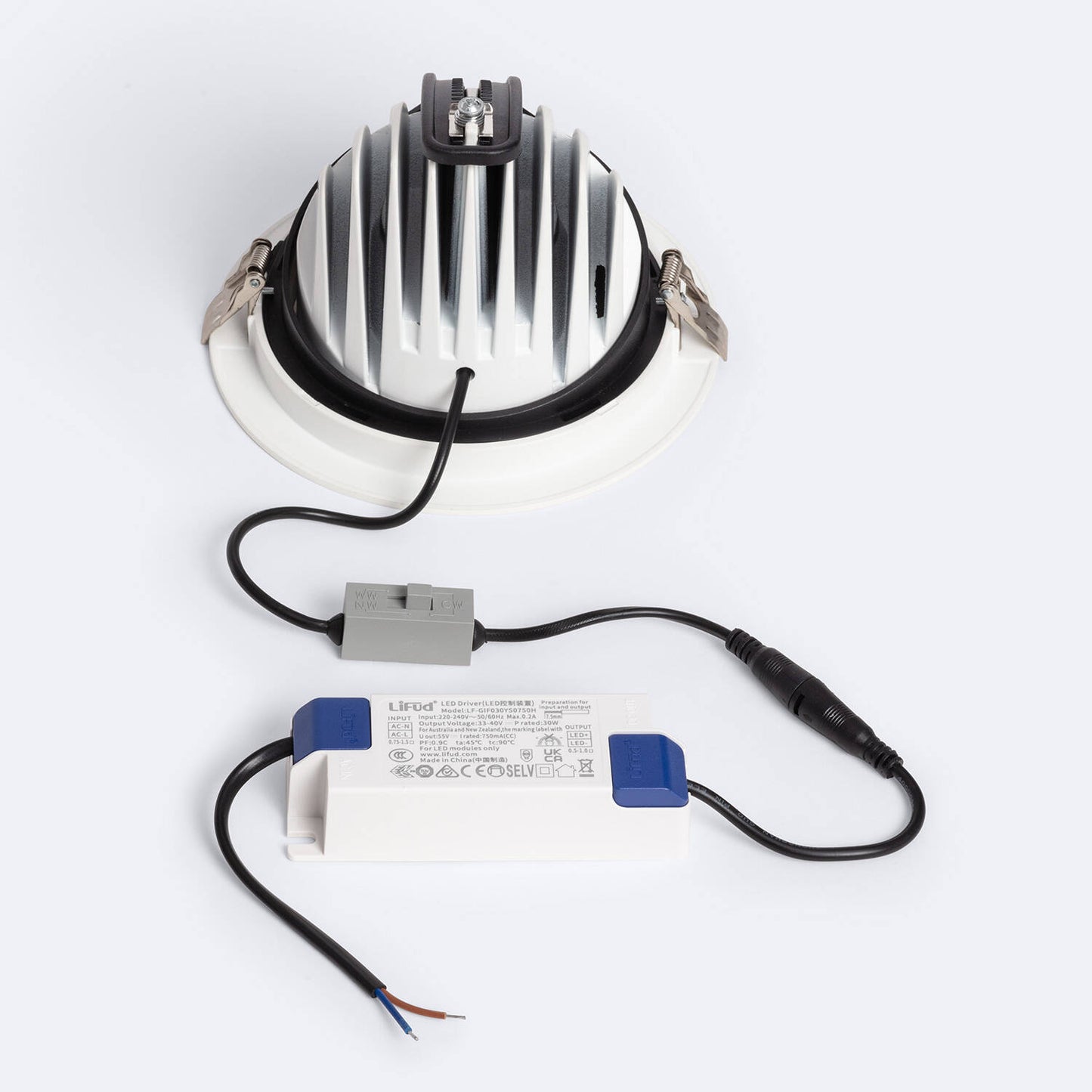 Downlight LED 30W Rond Orientable, IP20, 3300 lm, Installation Encastrée