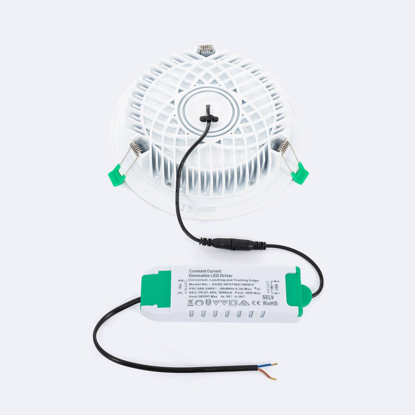 Downlight LED 30W Dimmable, IP44, Rendement 100 lm/W, Coupe Ø 160 mm