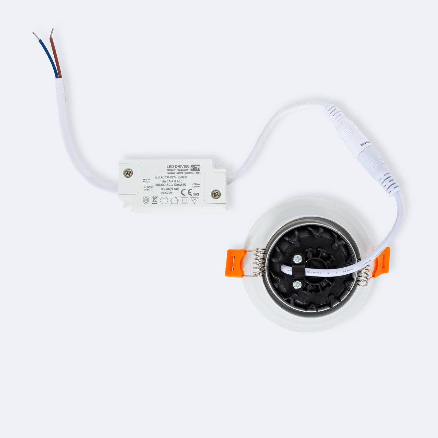 Downlight LED 6W Rond Orientable, IP44, Installation Encastrée