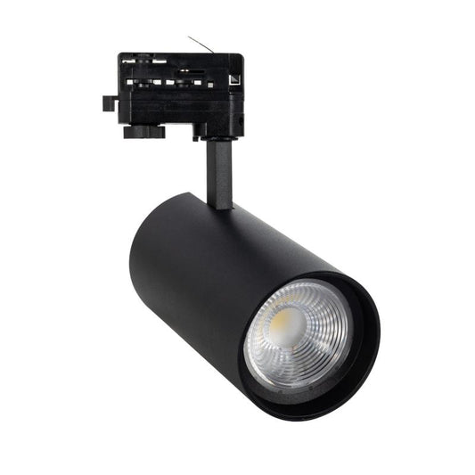 Spot LED sur Rail Triphasé 40W, Optique Réglable, IP20, Noir