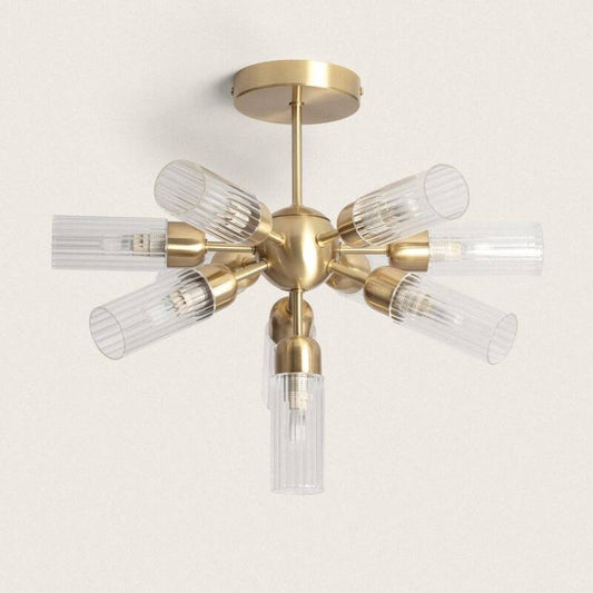 Plafonnier LED Métal et Verre Doré 10 Spots IP20