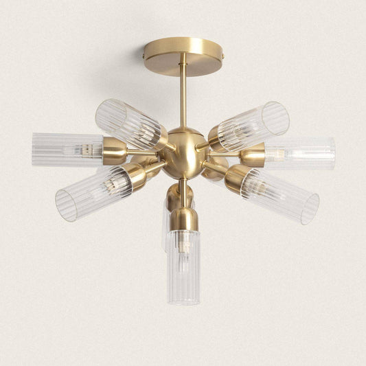 Plafonnier LED Métal et Verre Doré 10 Spots IP20
