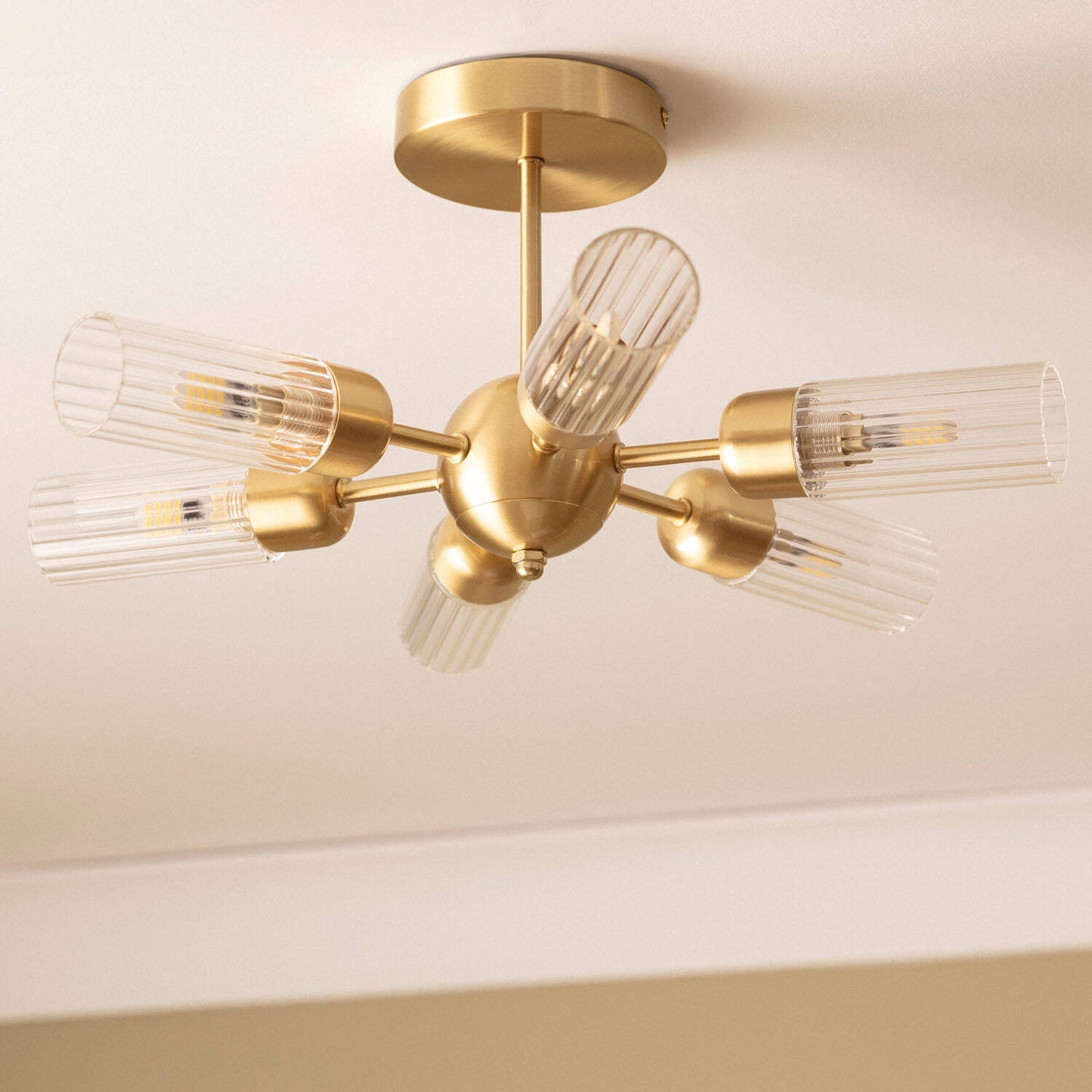 Plafonnier 6 Spots Métal et Verre Iraide 25W IP20